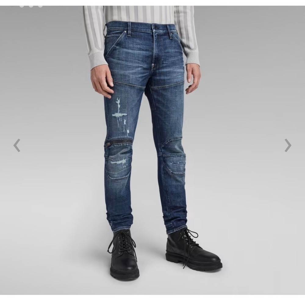 G-Star‎ Raw 5620 3D Zip Knee Skinny Jeans Distressed Blue Mens Size 31x34